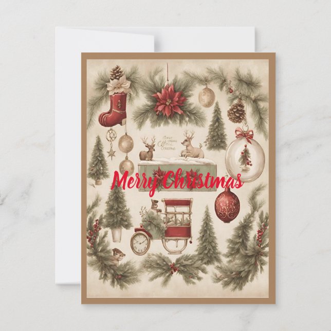 Invitación Encanto navideño vintage (Reverso)