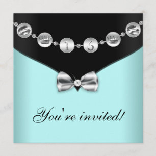 Invitación Encanto Verde azulado y plateado doblado dulce die