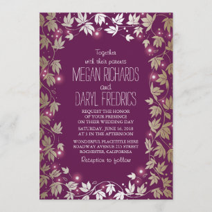 Invitación Encendido de cadenas Plum y Boda Jardín de Oro