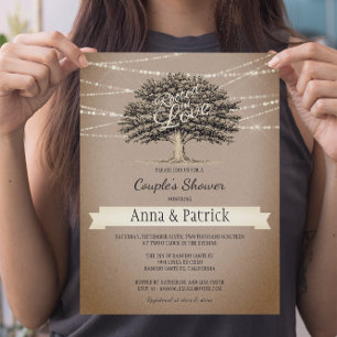 Invitación Encendido en la ducha de la pareja, un árbol rústi