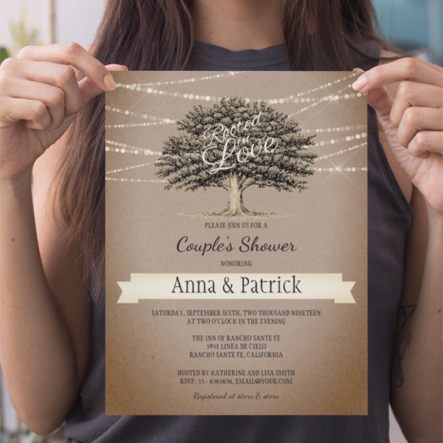 Invitación Encendido en la ducha de la pareja, un árbol rústi (Subido por el creador)