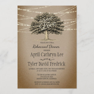 Invitación Encendido por amor Rústico Tree Lights Rehearner