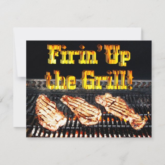 Invitación ¡Encendiendo la parrilla! Fiesta de barbacoa (Anverso)