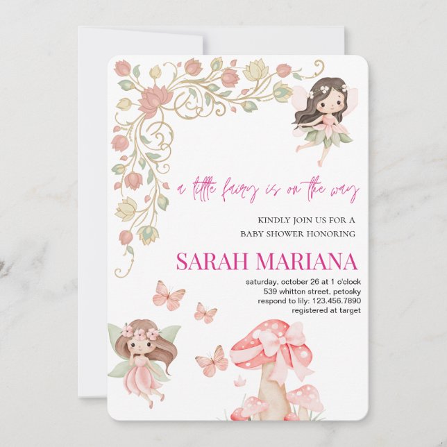 Invitación Enchanted Fairy Baby Shower  (Anverso)