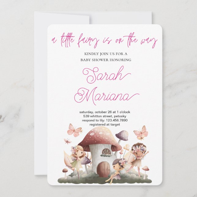 Invitación Enchanted Fairy Baby Shower (Anverso)