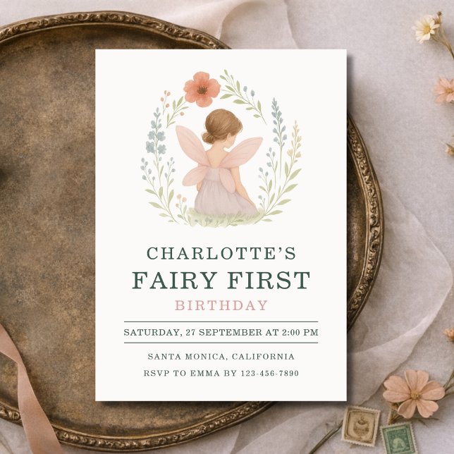 Invitación Enchanted Fairy First Birthday Party (Subido por el creador)