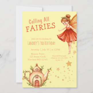 Invitación Enchanted Fairy Tea Garden Birthday Party