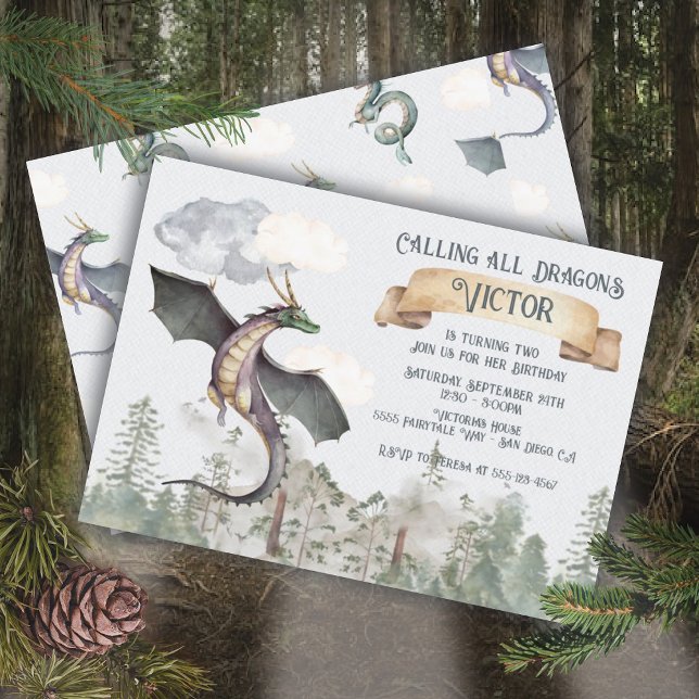 Invitación Enchanted Fairytale Forest Dragon Birthday (Subido por el creador)