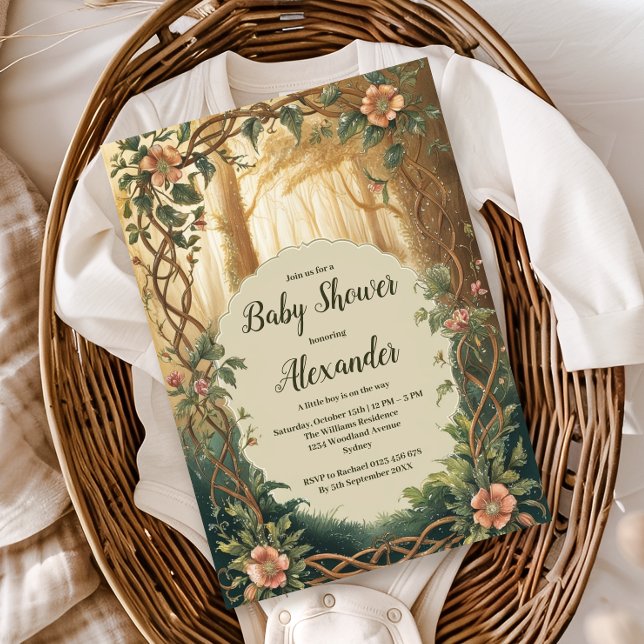 Invitación Enchanted Forest Boy Baby Shower  (Subido por el creador)