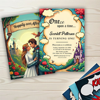 Invitación Enchanted Forest Castle Fairytale 1st Birthday