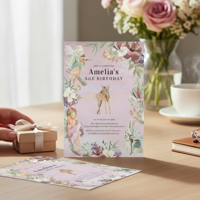 Invitación Enchanted Forest Fairy Birthday Party Invite (Subido por el creador)