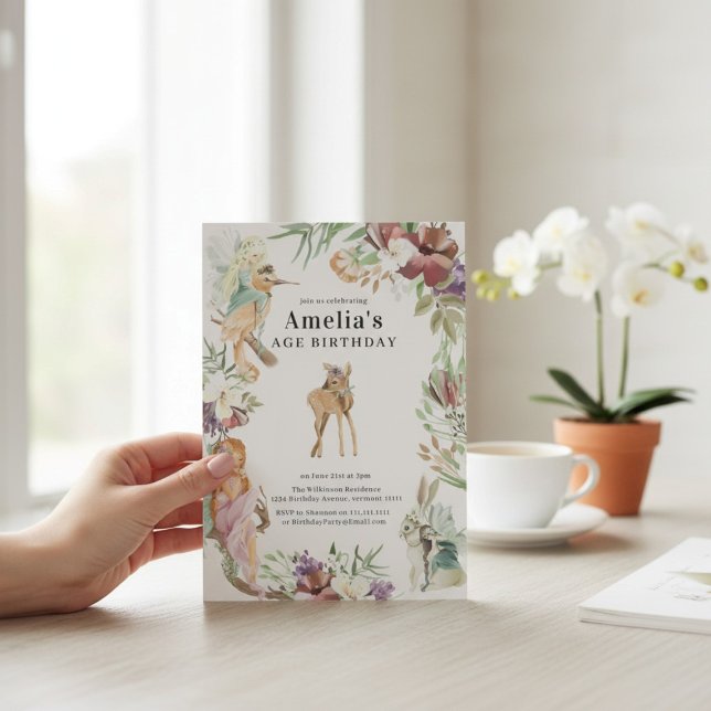 Invitación Enchanted Forest Fairy Birthday Party Invite (Subido por el creador)