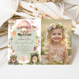 Invitación Enchanted Forest Fairy First Birthday Photo