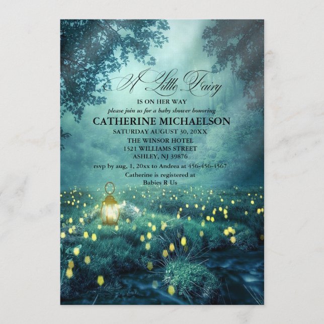 Invitación Enchanted Forest Fairy Girl Baby Shower Invitation (Anverso)
