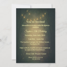 Invitación Enchanted Forest String Lights Adult Birthday