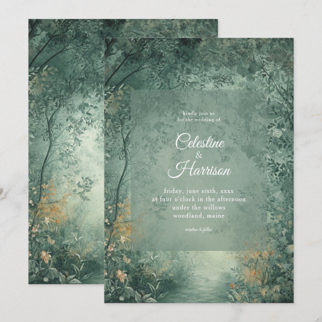 Invitación Enchanted Forest Wedding (Anverso / Reverso)