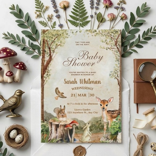 Invitación Enchanted Forest Woodland Animals Baby Shower (Subido por el creador)