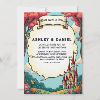 Invitación Enchanted Forest Woodland Castle Fairytale Wedding
