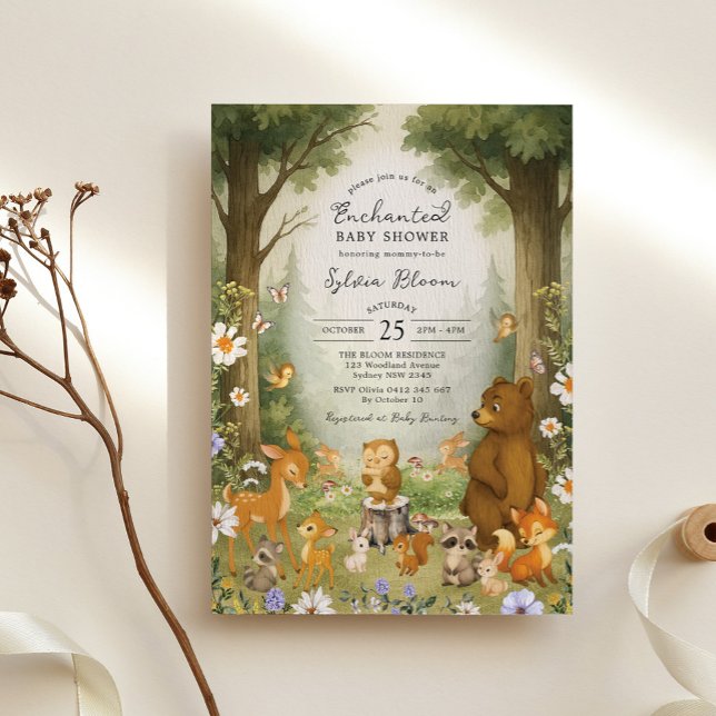 Invitación Enchanted Forest Woodland Storybook Baby Shower (Subido por el creador)