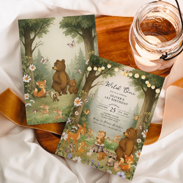 Invitación Enchanted Forest Woodland Wild One 1st Birthday (Subido por el creador)