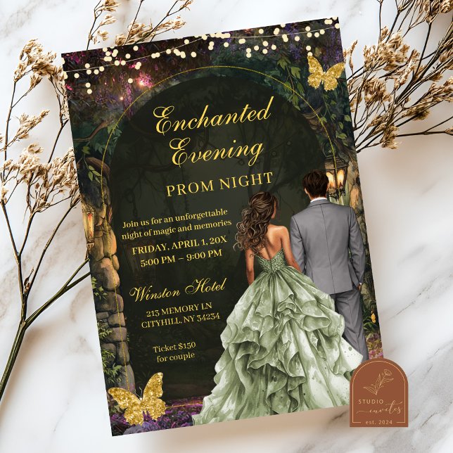Invitación Enchanted Green Forest Prom Invitation (Subido por el creador)