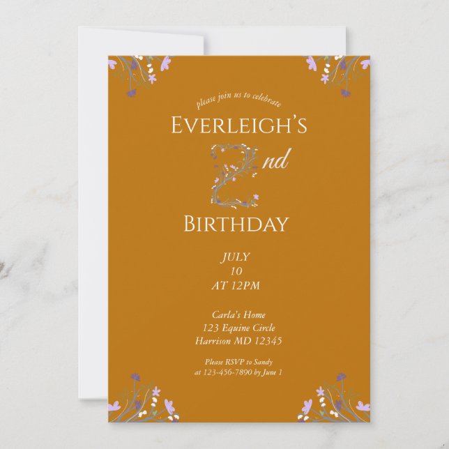 Invitación Enchanted Jungle Lion Second Birthday (Anverso)