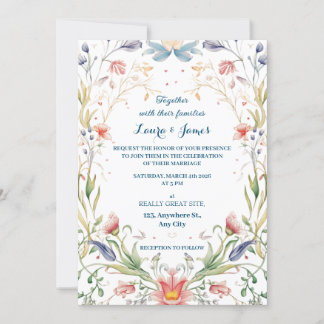Invitación Enchanted Pastel watercolor Floral Garden Wedding