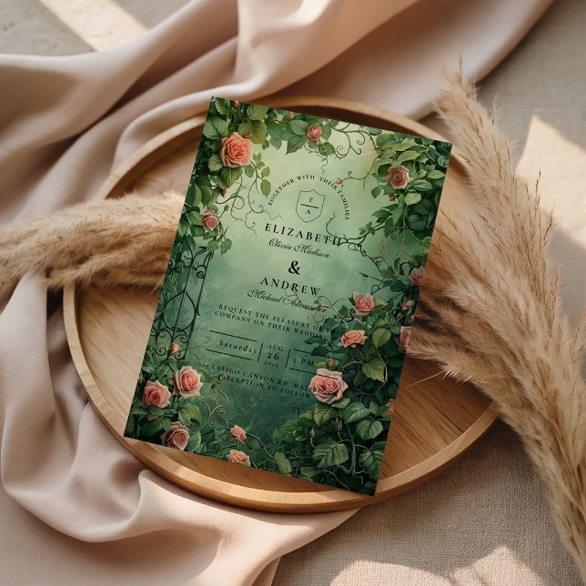 Invitación Enchanted Rose Garden Gate Wedding (Subido por el creador)