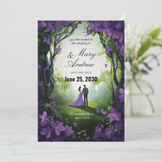 Invitación Enchanted Violet Garden Wedding Invitation