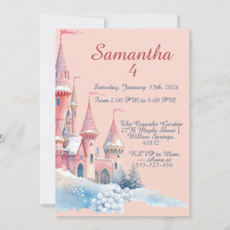 Invitación Enchanted Winter Castle Invitation, Princess 4th