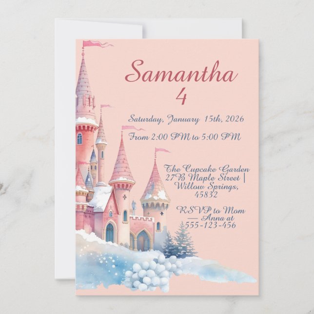 Invitación Enchanted Winter Castle Invitation, Princess 4th  (Anverso)