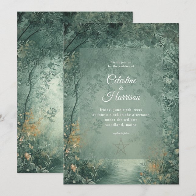 Invitación Enchanted Witch's Forest Wedding (Anverso / Reverso)