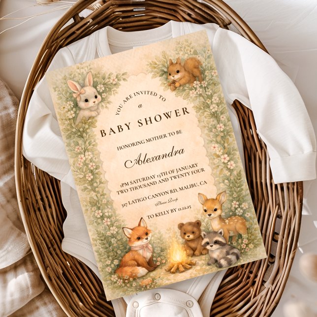 Invitación Enchanted Woodland Campfire Baby Shower (Subido por el creador)