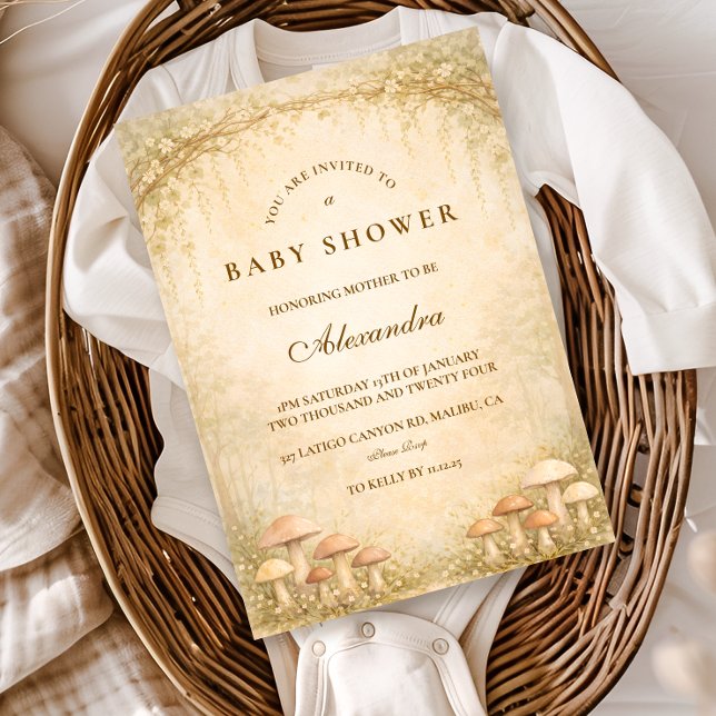 Invitación Enchanted Woodland Mushroom Baby Shower (Subido por el creador)