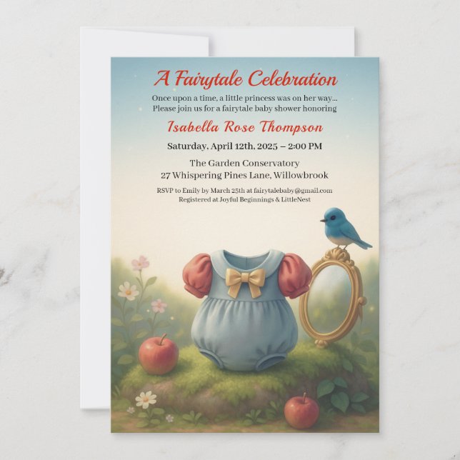Invitación Enchanted Woodland Princess Baby Shower Fairytale  (Anverso)