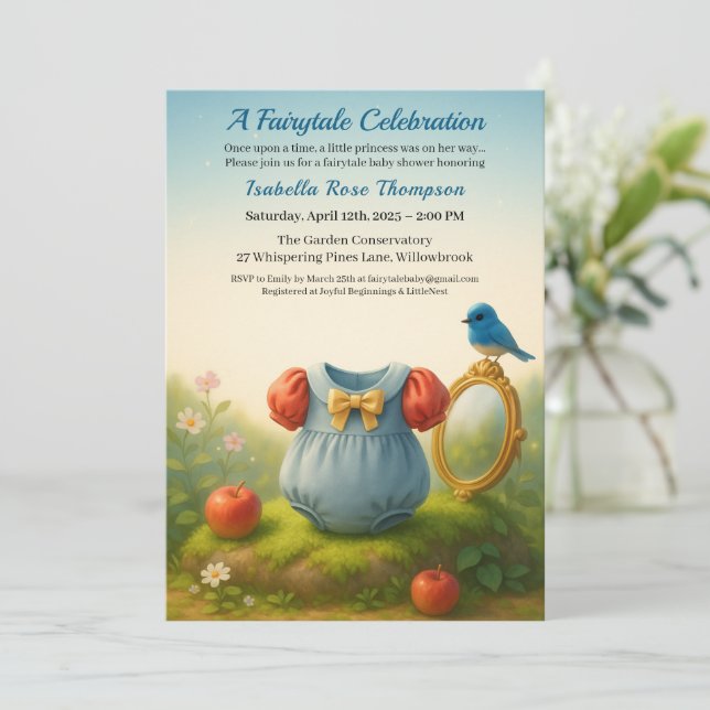 Invitación Enchanted Woodland Princess Baby Shower Fairytale  (Anverso de pie)