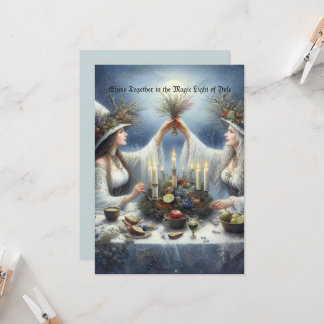 Invitación Enchanted Yule Celebration Flat Holiday Card