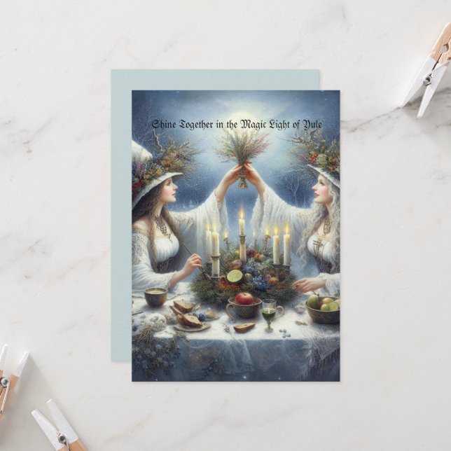 Invitación Enchanted Yule Celebration Flat Holiday Card (Anverso/Reverso In Situ)