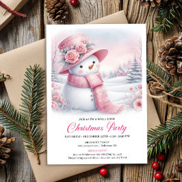 Invitación Enchanting Pink Snowman Editable Christmas Invite