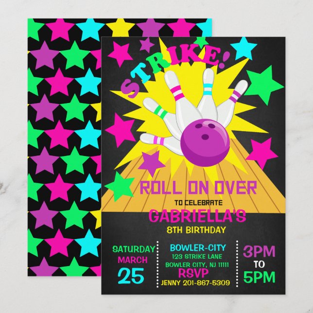 Invitación Enciende... Fiesta de cumpleaños para el bolos de  (Anverso / Reverso)