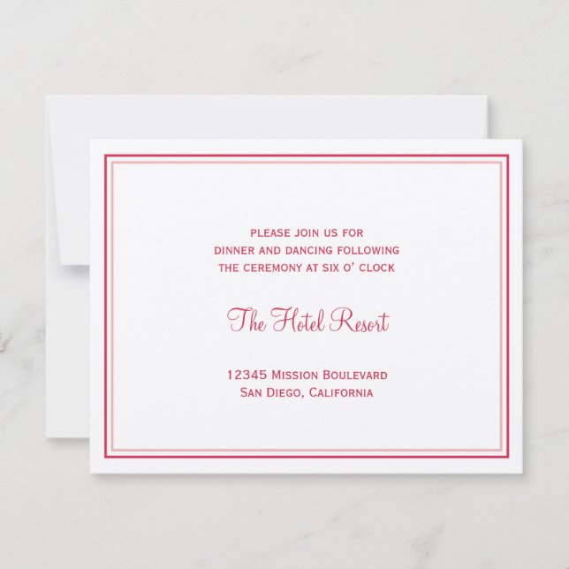 Invitación Enclosure de boda con concha de mar roja para rece (Anverso)