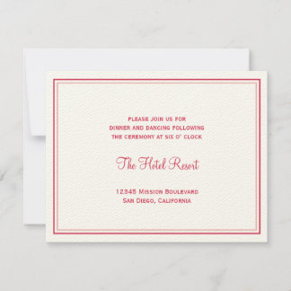 Invitación Enclosure de boda con concha de mar roja para rece