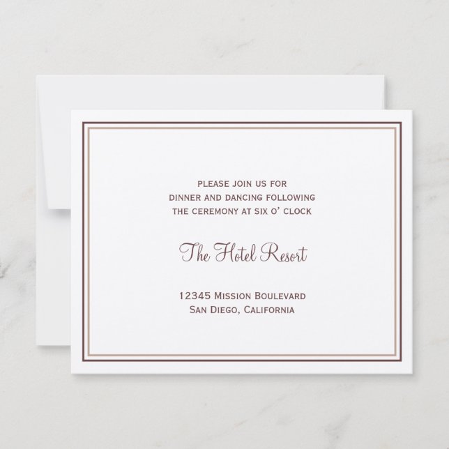 Invitación Enclosure de boda de concha marrón para recepción  (Anverso)