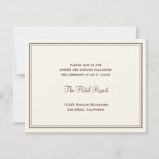 Invitación Enclosure de boda de concha marrón para recepción