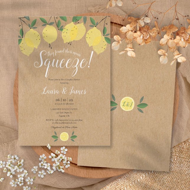 Invitación Encontraron Su Principal Ducha De Parejas De Limón (They Found Their Main Squeeze Lemon Couples Shower Invitation)