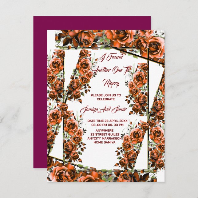 INVITACIÓN ENCONTRÉ OTRO PARA CASARME CON BODA (Anverso / Reverso)