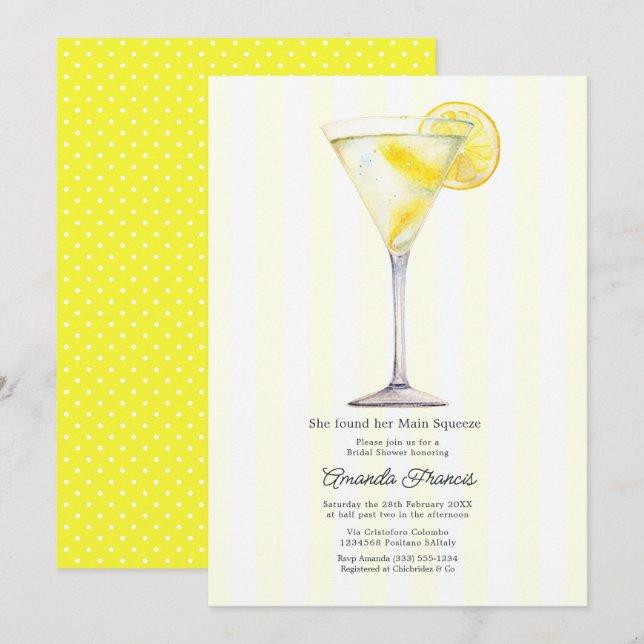 Invitación Encontró su amor, Despedida de soltera con Martini (Anverso / Reverso)