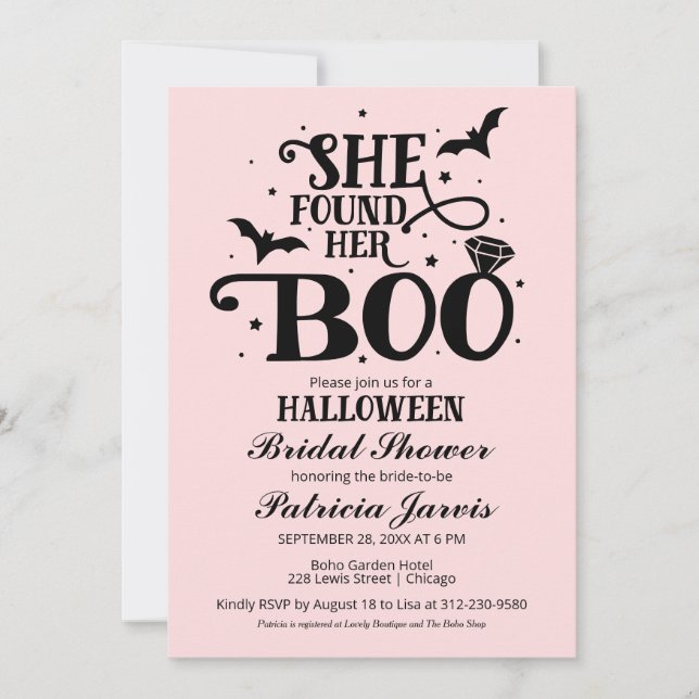 Invitación Encontró Su Boo Halloween Bridal Shower Invitati (Anverso)