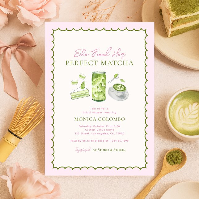 Invitación Encontró Su Ducha Bridal Con El Tema Matcha Perfec (Subido por el creador)