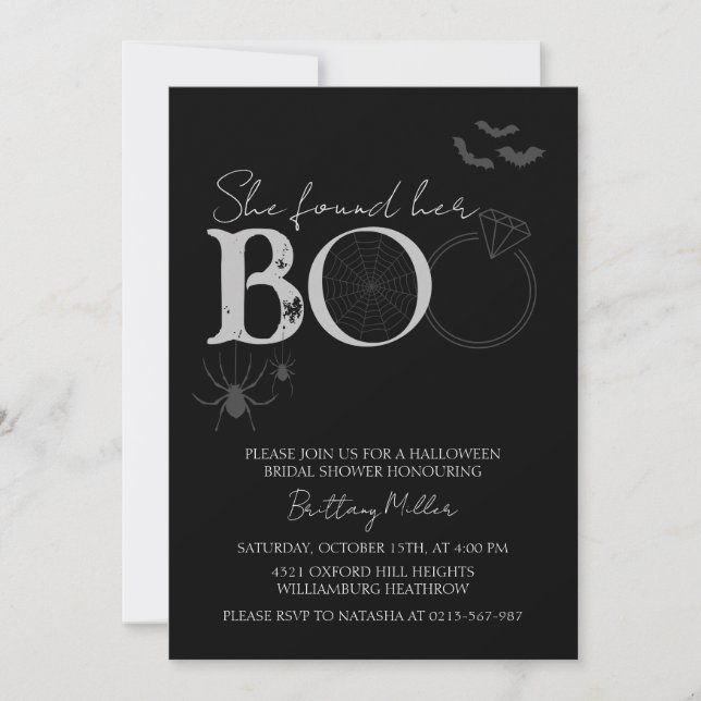 Invitación Encontró Su Ducha De Boo Halloween Bridal (Anverso)